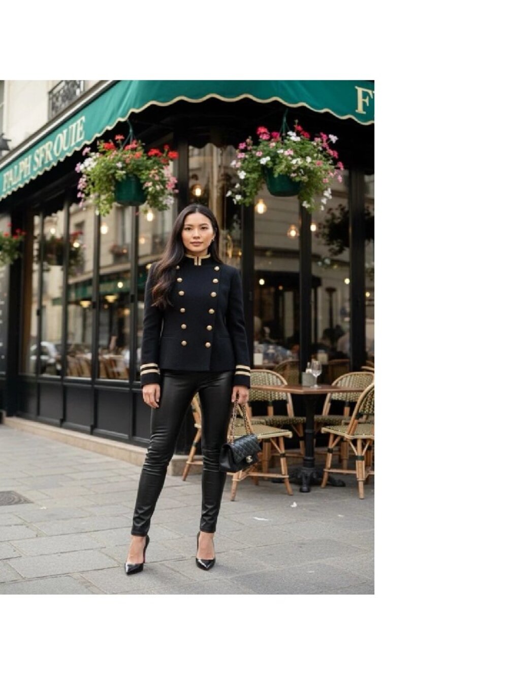 POLO RALPH LAUREN Sz 4 Black SOUTACHE-Trim Interlock MILITARY Jacket Blazer